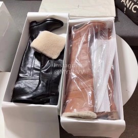 Celine Winter Lamb Wool Black Lapel Over Knee Boots For Women 