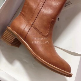 Celine Winter Lamb Wool Brown Lapel Over Knee Boots For Women 