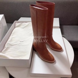 Celine Winter Brown Calf Leather Knee Boots For Women 