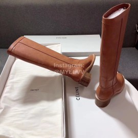Celine Winter Brown Calf Leather Knee Boots For Women 