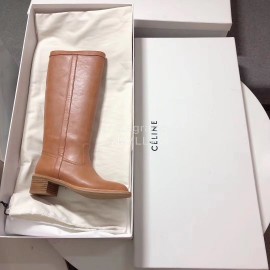 Celine Winter Brown Calf Leather Knee Boots For Women 