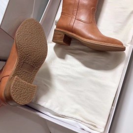 Celine Winter Brown Calf Leather Knee Boots For Women 