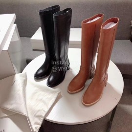 Celine Winter Brown Calf Leather Knee Boots For Women 