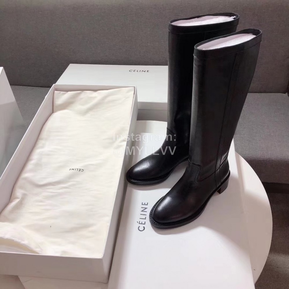 Celine Winter Black Calf Leather Knee Boots For Women 