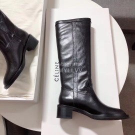 Celine Winter Black Calf Leather Knee Boots For Women 
