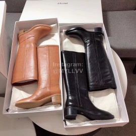 Celine Winter Black Calf Leather Knee Boots For Women 