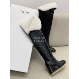 Celine Classic Calf Warm Wool Long Tube Over Knee Boots For Women 