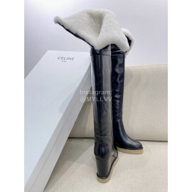 Celine Classic Calf Warm Wool Long Tube Over Knee Boots For Women 
