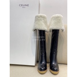 Celine Classic Calf Warm Wool Long Tube Over Knee Boots For Women 