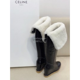 Celine Classic Calf Warm Wool Long Tube Over Knee Boots For Women 