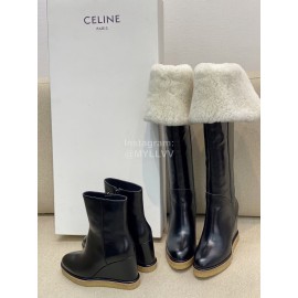 Celine Classic Calf Warm Wool Long Tube Over Knee Boots For Women 