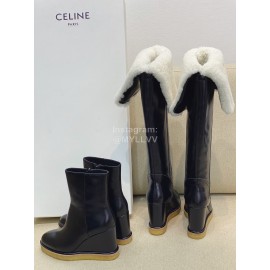 Celine Classic Calf Warm Wool Long Tube Over Knee Boots For Women 