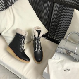Celine Classic Calf Warm Wool Black Martin Boots For Women 
