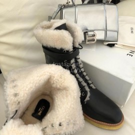 Celine Classic Calf Warm Wool Black Martin Boots For Women 