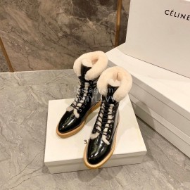 Celine Classic Calf Warm Wool Martin Boots For Women Black