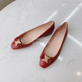 Celine New Sheepskin Flat Heel Shoes For Women Red