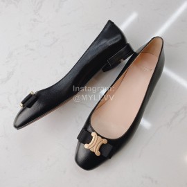 Celine New Sheepskin Flat Heel Shoes For Women Black