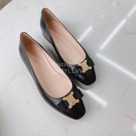 Celine New Sheepskin Flat Heel Shoes For Women Black
