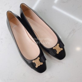 Celine New Sheepskin Flat Heel Shoes For Women Black