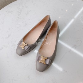 Celine New Sheepskin Flat Heel Shoes For Women Gray