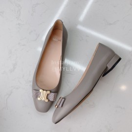 Celine New Sheepskin Flat Heel Shoes For Women Gray