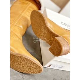 Celine Winter Cowhide Wool High Heeled Boots For Women Brown