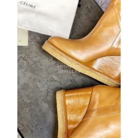 Celine Winter New Cowhide Wool High Heeled Boots For Women Brown