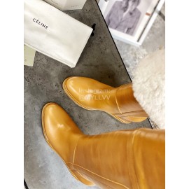 Celine Winter New Cowhide Wool High Heeled Boots For Women Brown