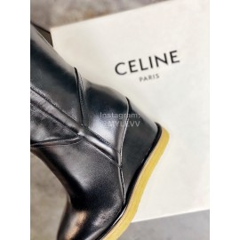 Celine Winter New Cowhide Wool High Heeled Boots For Women Black