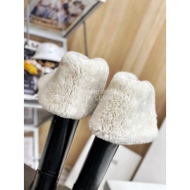 Celine Winter New Cowhide Wool High Heeled Boots For Women Black