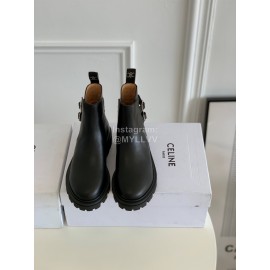Celine Black Cowhide Short Boots For Women