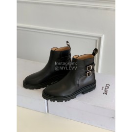 Celine Black Cowhide Short Boots For Women
