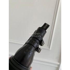 Celine Black Cowhide Short Boots For Women