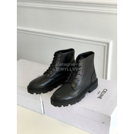 Celine Cowhide Lace Up Short Boots For Women