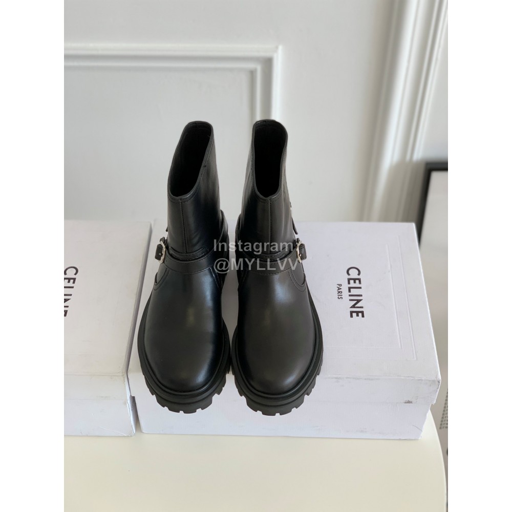 Celine Autumn Winter Cowhide Short Boots For Women