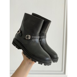Celine Autumn Winter Cowhide Short Boots For Women