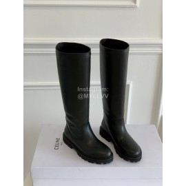 Celine Autumn Winter Cowhide Long Boots For Women Black