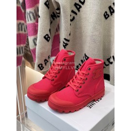 Celine Fashion High Top Canvas Shoes For Women Red