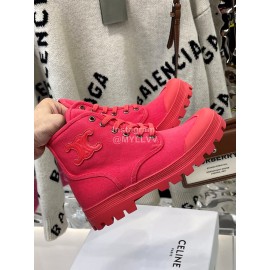 Celine Fashion High Top Canvas Shoes For Women Red