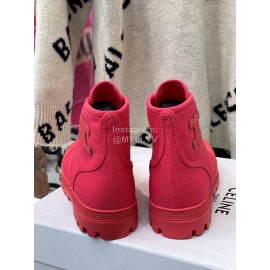 Celine Fashion High Top Canvas Shoes For Women Red