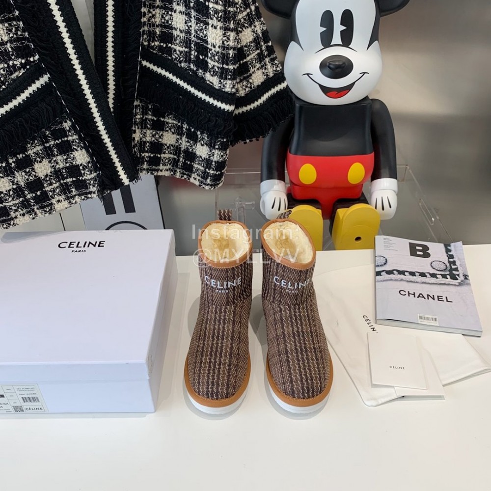 Celine Winter Warm Short Boots For Women Brown