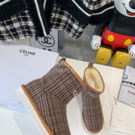 Celine Winter Warm Short Boots For Women Brown