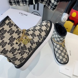 Celine Winter Warm Gold Chain Short Boots For Women 