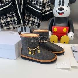 Celine New Winter Warm Gold Chain Short Boots For Women 