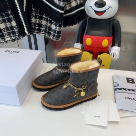 Celine New Winter Warm Gold Chain Short Boots For Women 