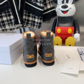 Celine New Winter Warm Gold Chain Short Boots For Women 