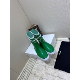 Celine Letter Printed Rain Boots For Women Green