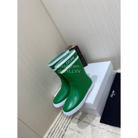 Celine Letter Printed Rain Boots For Women Green