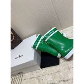 Celine Letter Printed Rain Boots For Women Green