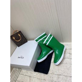 Celine Letter Printed Rain Boots For Women Green